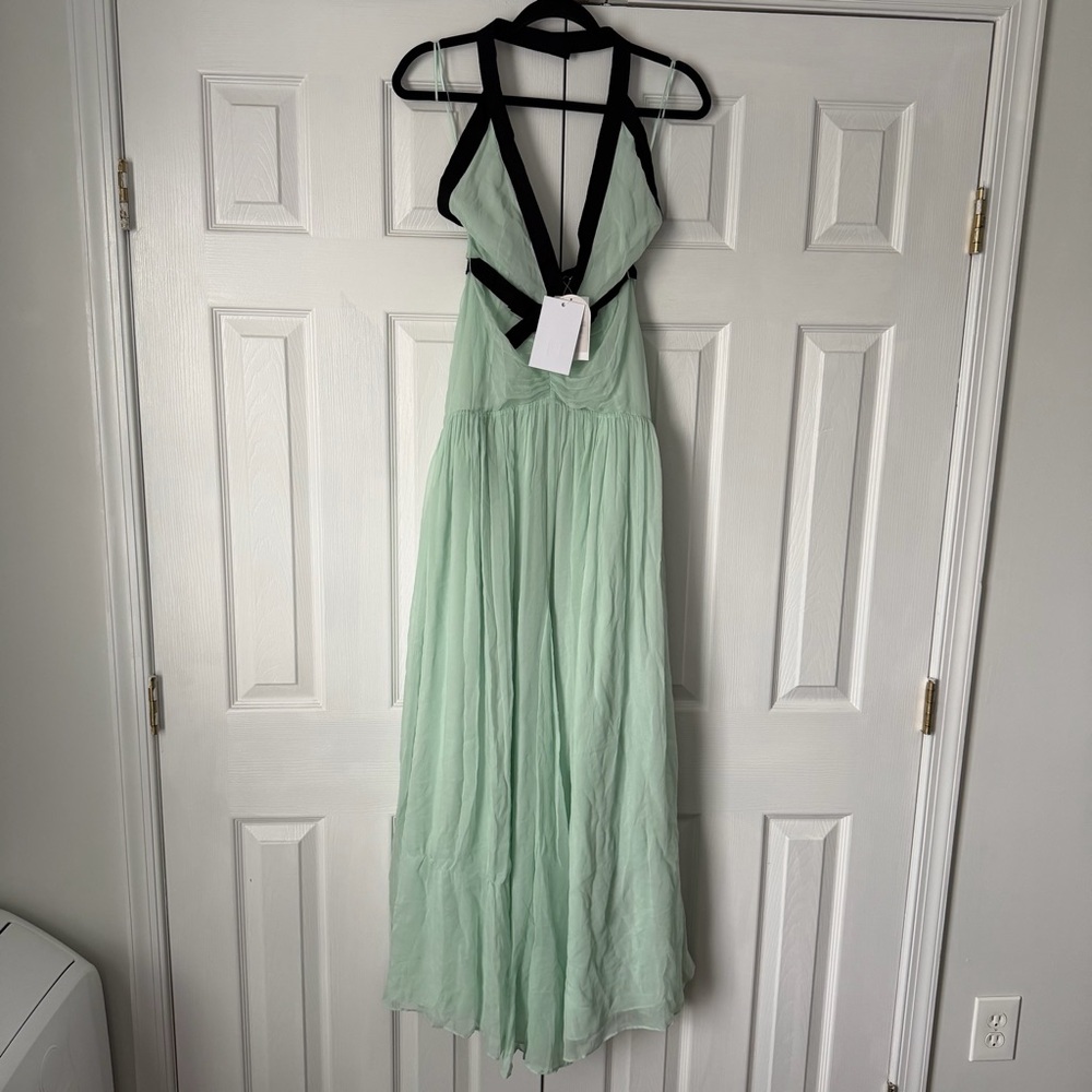 Helsa The Siren Dress in Silk Chiffon in Mint & Black Size XS NEW! With tags! - Picture 4 of 12